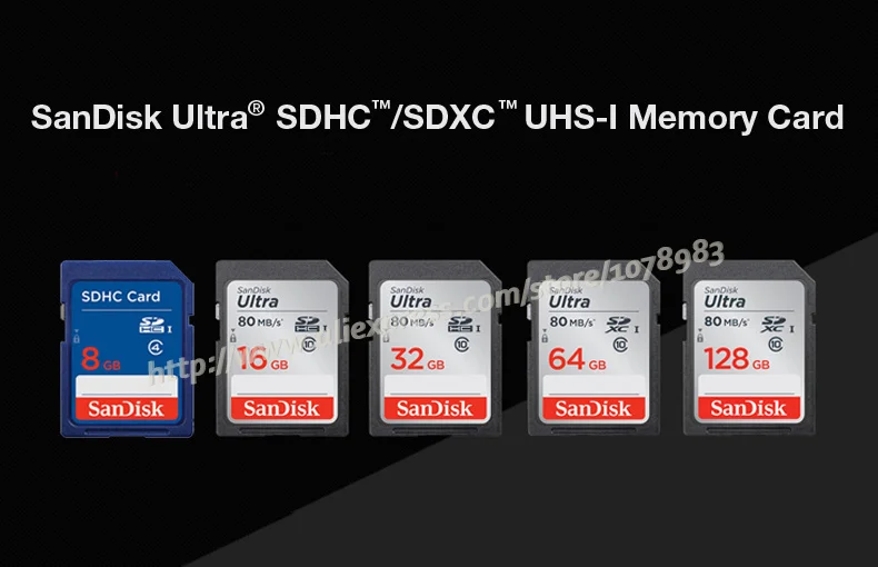 SanDisk Ultra карта памяти 128 Гб 64 ГБ 32 ГБ 16 ГБ 8 ГБ SDHC/SDXC UHS-I скорость чтения до 80 МБ/с./с