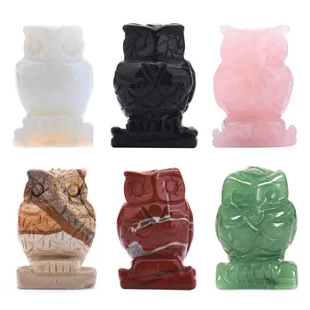 

Lovely Owl Stone Ornament Animal Carving Crafts Stress Reliving Healing Gemstone Nice Gift Home Decoration 6 Types