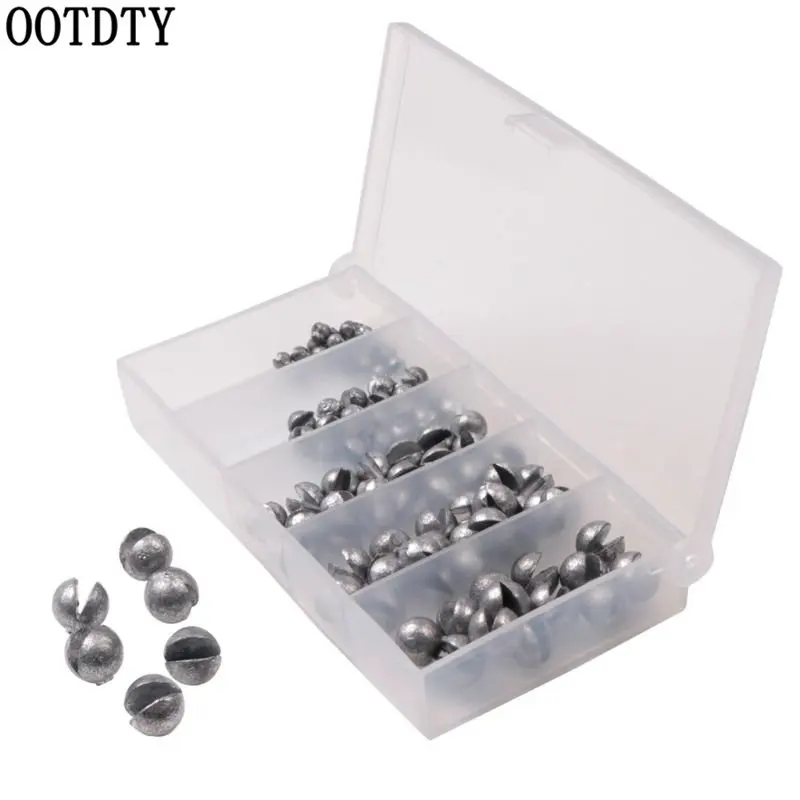 

OOTDTY 100 Pcs/box Open Bite Lead Set Bare Fishing-clip Drop Biting Round Plumb Bob Auxiliary Fishing Tackle Gear