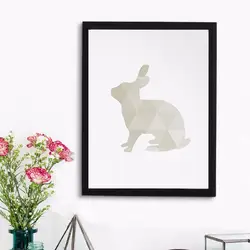 HOT кролик Книги по искусству принт Книги по искусству холст Poste, геометрический принт с животными, кролик принты, животных стены Книги по