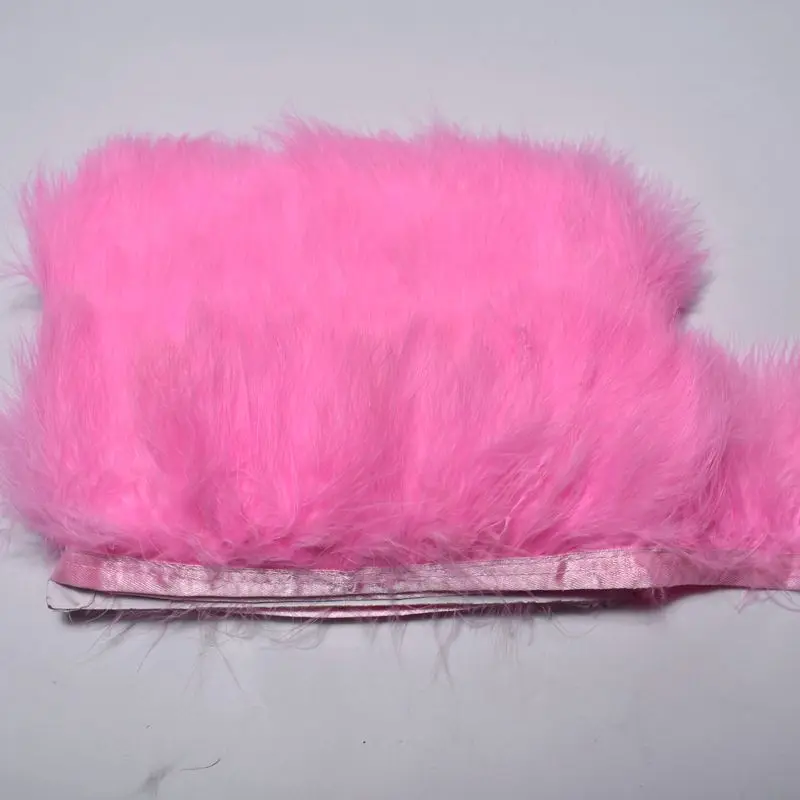 1 ярдов черные пушистые перья марабу планки ленты 8-10 см вечерние перья бахрома для DIY шитье платье одежда свадебные аксессуары - Цвет: Deep pink