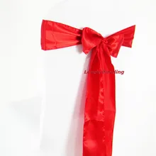 Shipping100 штук красного атласа Председатель Sash Луки для свадебного банкета украшение партии/атласная лента для крышки стула