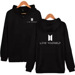 BTS loveyourself K-pop модные толстовки с капюшоном на молнии на заказ