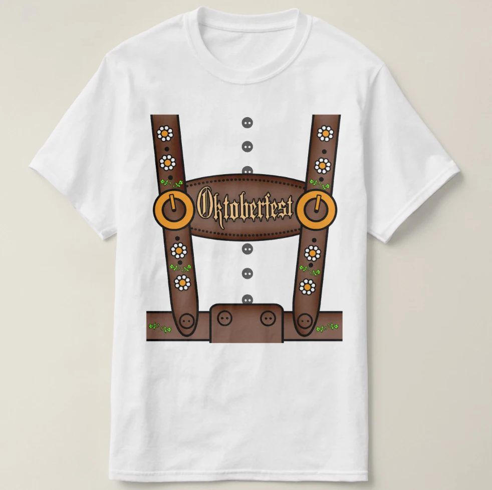 Мужская хлопковая футболка с принтом забавная коротким рукавом Lederhosen