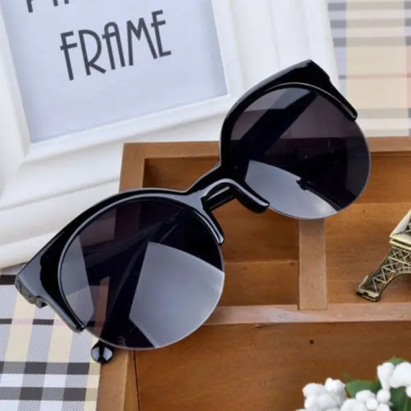 

New High Quality Retro UV Protection Resin Sunglasses Vintage Design Fashion Sun Glasses Half Frame Cat Eye Sunglasses Hot Sale