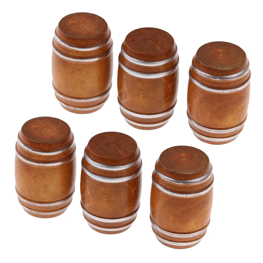 MagiDeal 6pcs 1/12 Dollhouse Miniature Beer Barrel Cask Model Room Acces