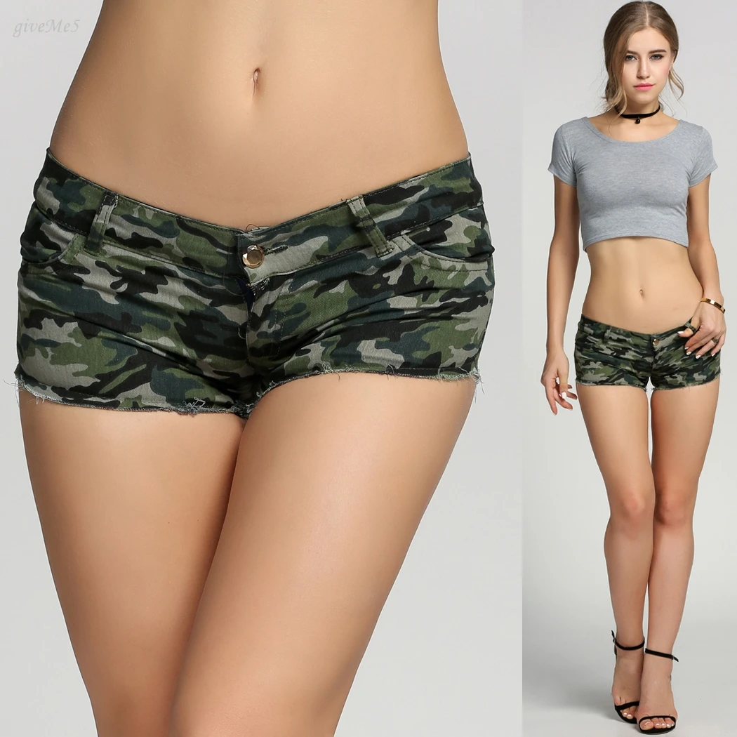 Women Low Waist Jeans Shorts 2017 summer style Camouflage