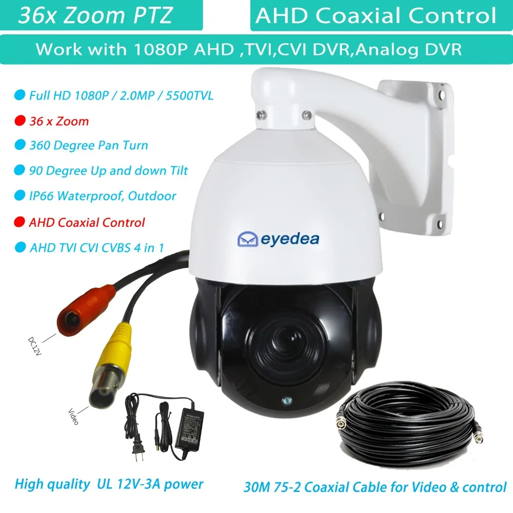 

Eyedea 36x Optical Zoom PTZ 1080P 2.0MP Speed Dome 5500TVL AHD IP66 Waterproof RS485 Night Vision Pan Tilt CCTV Security Camera