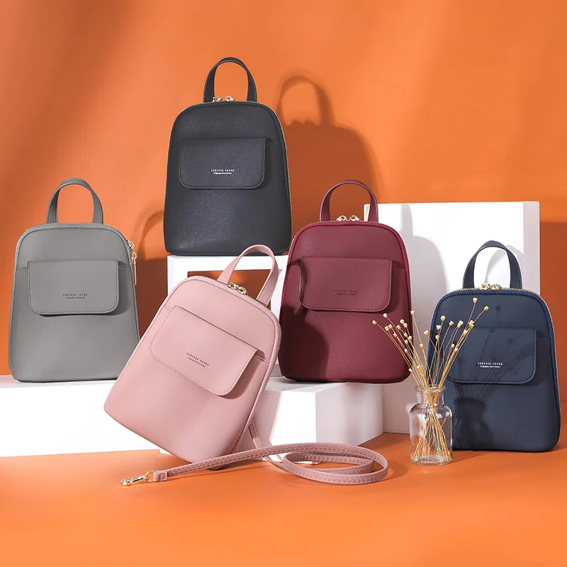 WEICHEN Multi-función de la Mochila de Mujeres de moda pequeña Mochila mujer de cuero de las señoras bolso de chica, bolso Mini Mochila monedero