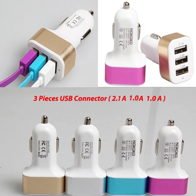 Дизайн 3 USB интерфейс мобильного телефона автомобильное зарядное устройство прикуривателя Задержка три iPhone iPad sam