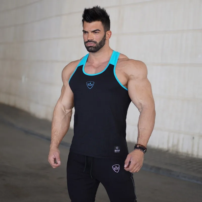 

Summer Tank Top Men Bodybuilding Clothing and Fitness Mens Sleeveless Shirt fitness Vests Cotton Singlets Muscle Tops