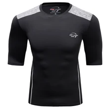 2017 Fashion Summer Men T-shirt Compression Skin Tight Shirts Under Short Sleeve Exercise Male Workout Bodybuilding Jerseys