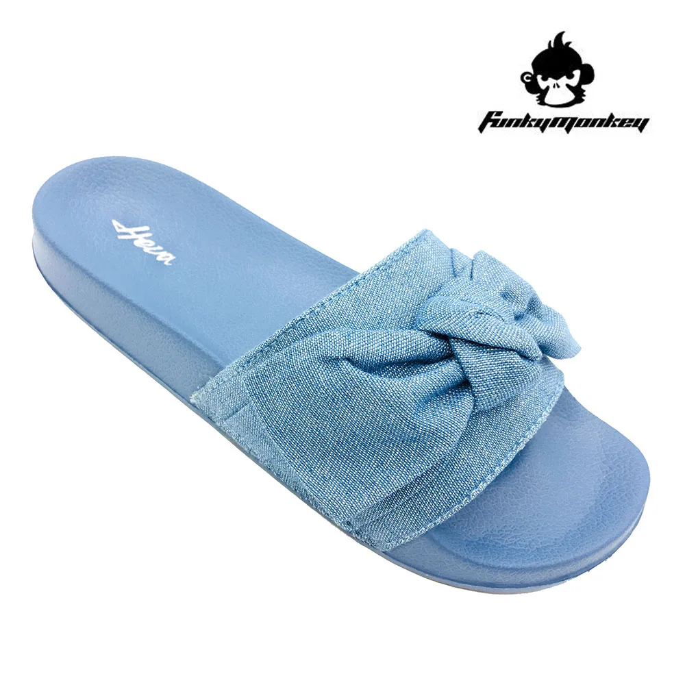 

FunkyMonkey Women's Slides Sandals Bowknot Beach Casual Comfort Slippers