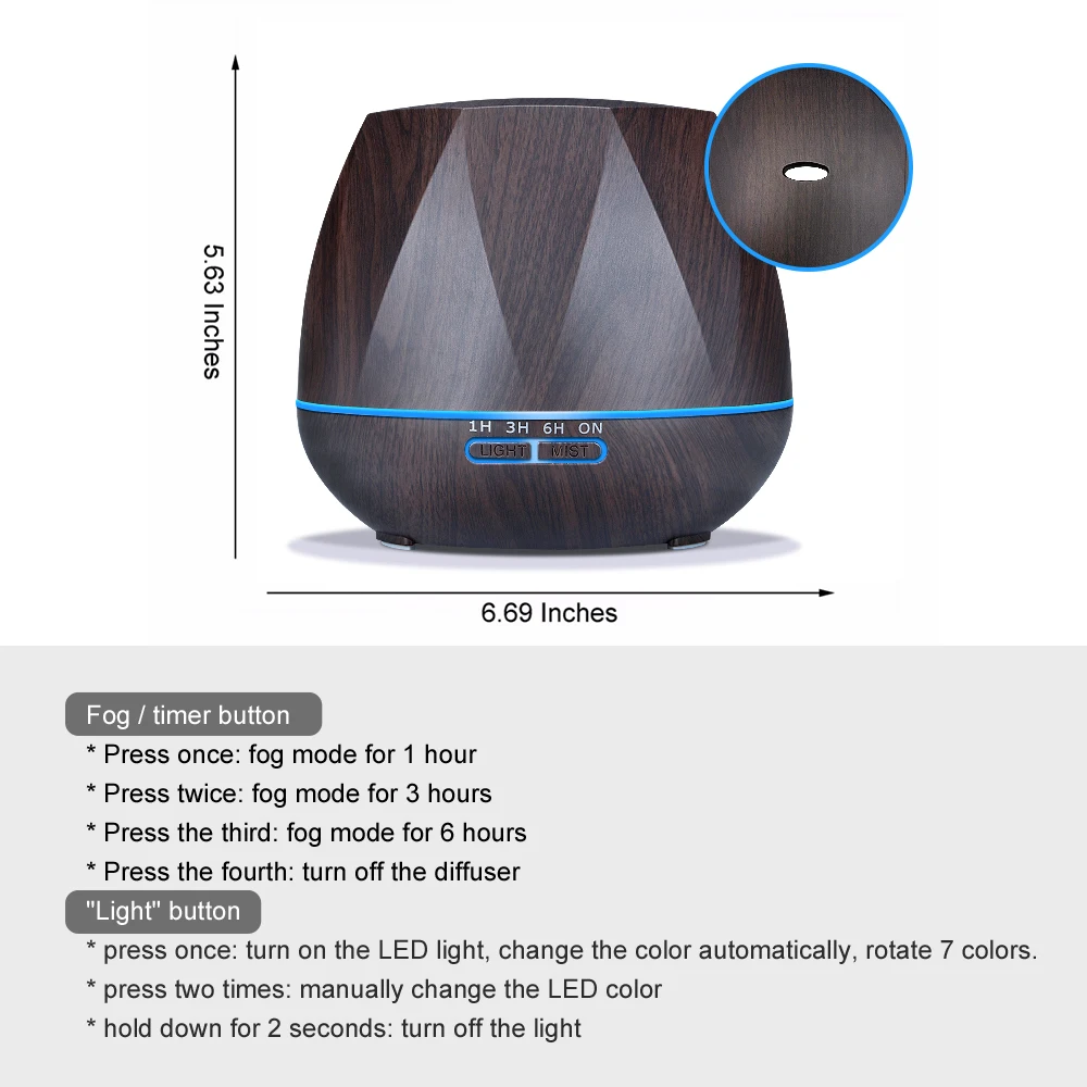 Diffuserlove 500ML Air HumidifierRemote Control Essential Oil Diffuser Humidificador Mist Maker LED Aroma Diffusor Aromatherapy