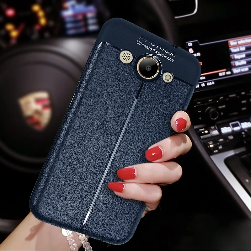 

For Huawei Y3 2017 Case Soft Silicone TPU Luxury Litchi Leather Cases For Huawei Y3 2017 Back Cover for Huawei Y5 Lite 2017 case