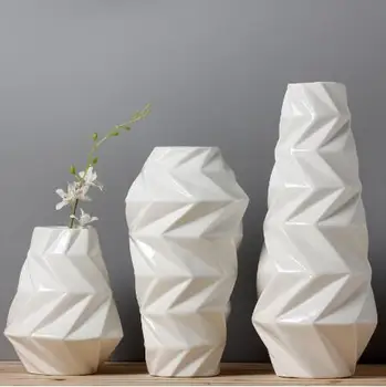 

3pcs white ceramic creative contracted flower vase pot home decor craft room decoration handicraft garden porcelain figurine
