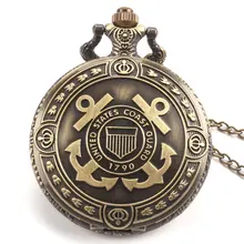 1790 Соединенные Штаты Береговая охрана тема бронзовые Кварцевые карманные часы с цепочкой ожерелье Прямая поставка