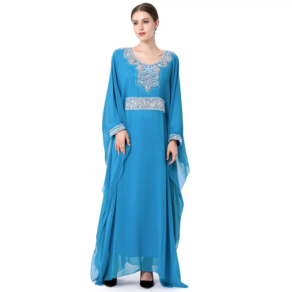 blue abaya for summer, abaya style, embroidered abaya, butterfly abaya