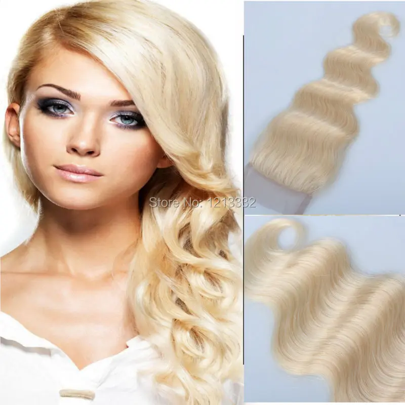 

7A Grade European Virgin Hair Body Wave #613 Blonde Lace Closure 4*4 Lace Closure French Lace
