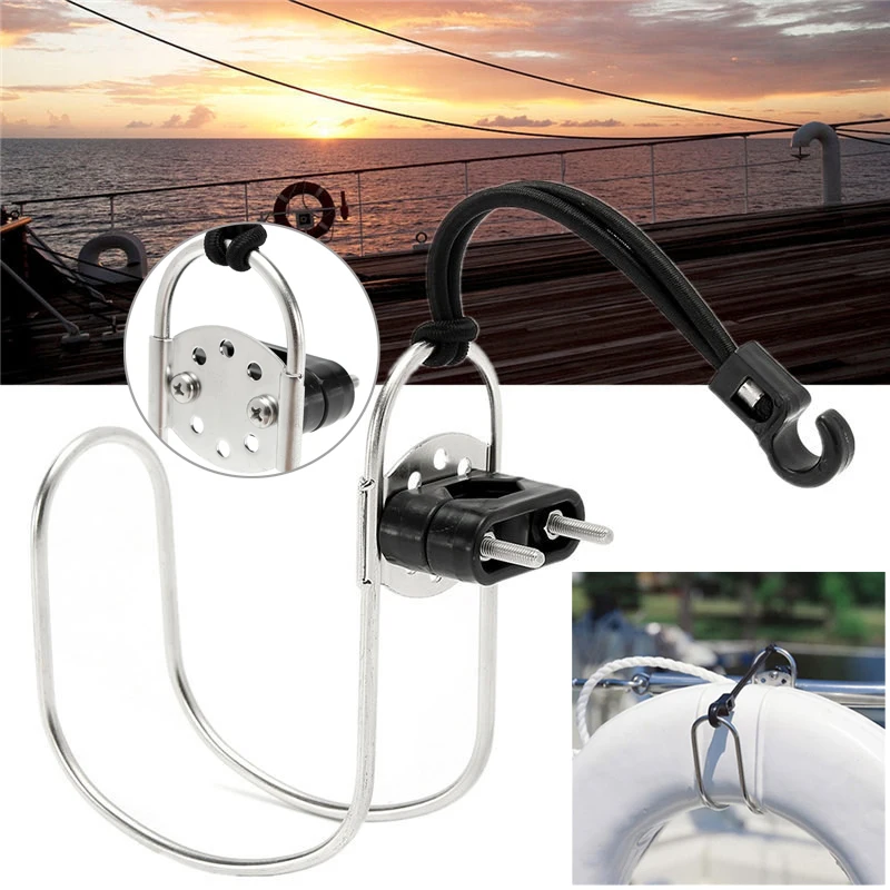 

New Boat 316 Stainless Steel Life-buoy Horseshoe Frame Ring Bracket Holder With Mount