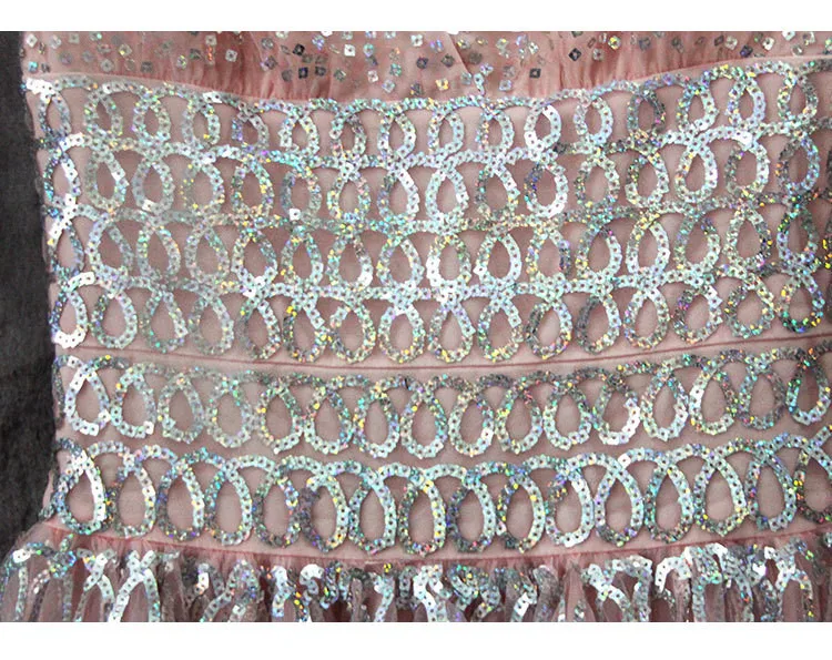 Limiguyue, высококачественное дизайнерское подиумное платье знаменитостей, vestidos, женское розовое платье с v-образным вырезом и пайетками, Сетчатое бальное платье с вышивкой, T560