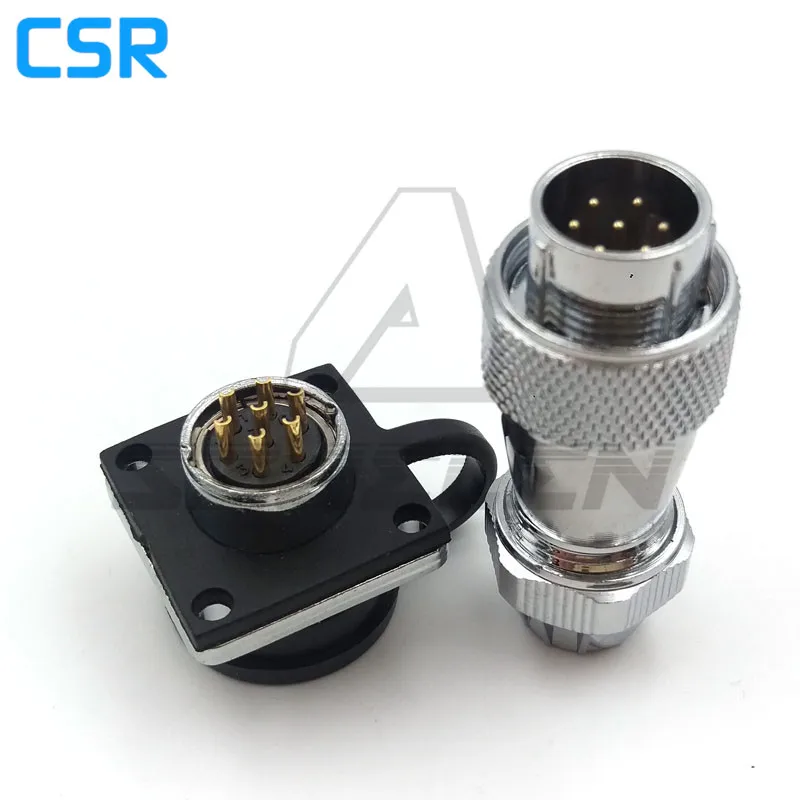 WS16 series waterproof 7 pin Plug and socket Mechanical power cable panel mount connector 7 pin