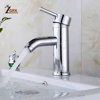 

ZGRK Modern Bathroom Crystal Basin Mixer Ceramic Diamonds Silver Faucets Cold and Hot Vanity Sink Faucet MP9001