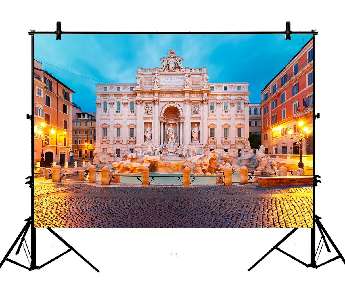 

5x7ft Luxurious Palace Tourists Fountain Rome Italy Spot Lamp Polyester Photo Background Portrait Backdrop