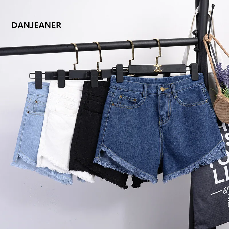 

DANJEANER Fashion Summer High Waist Denim Shorts Jeans Women Short 2019 New Femme Push Up Slim Denim Shorts Plus Size Hot Pants