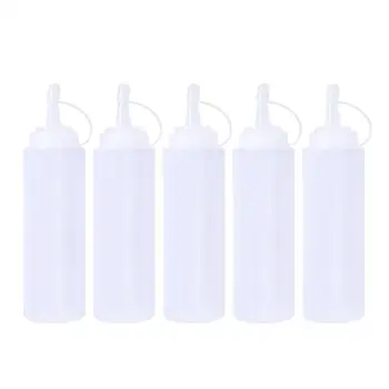 

4/5/6 Pcs Squeeze Bottles Empty 200ml 8oz Plastic Sauce Bottles Dispensers Condiment Bottles for Restaurant Bar Kitchen