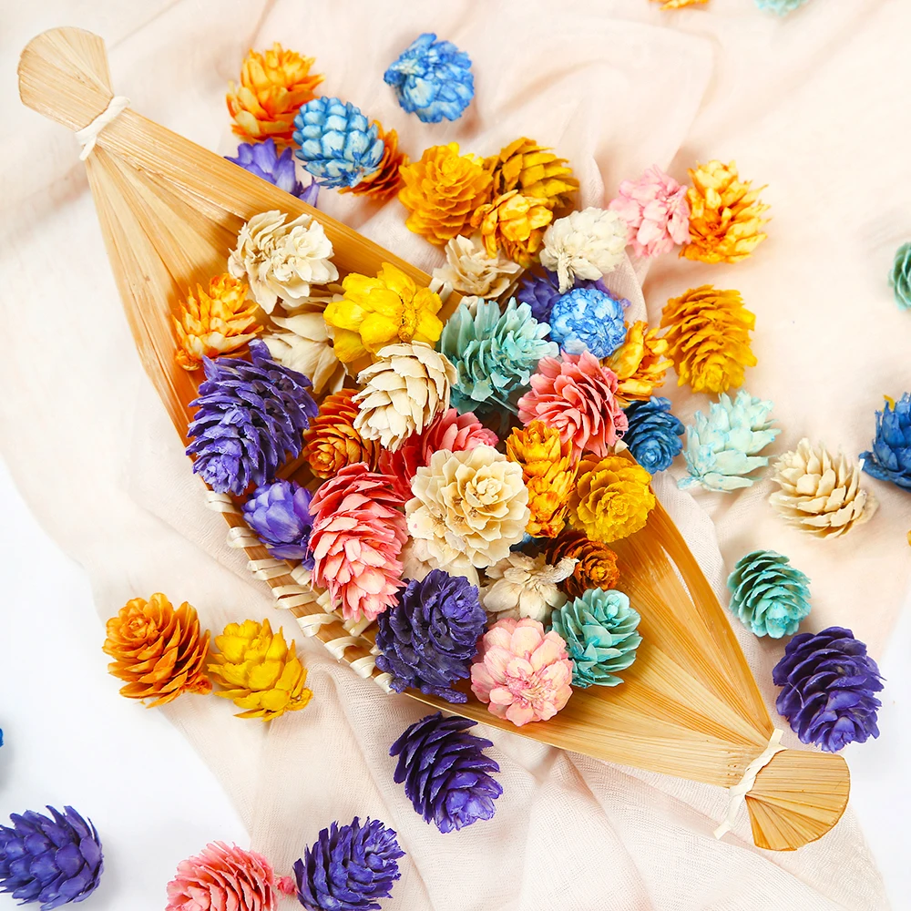 

20Pcs/lot New Colorful Natural Pine Cone Artificial Flower for Wedding Christmas Decoration Handmade Wreath Gift Scrapbooking