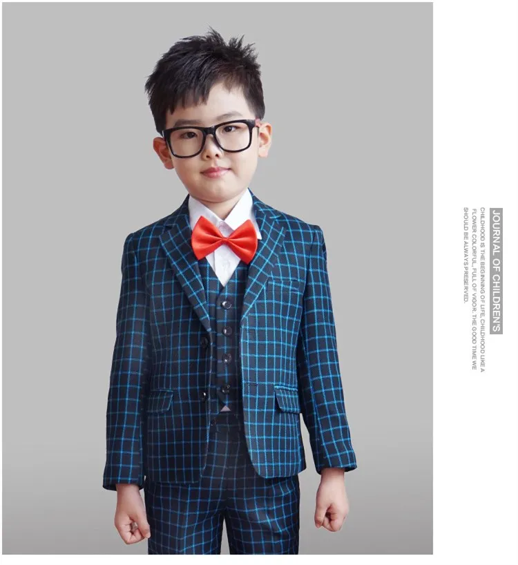 Winter England Plaid Wedding Suit For Boys Formal Wear Suits Boys