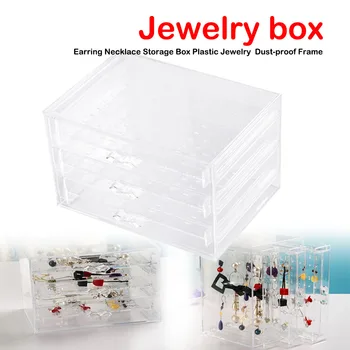 

Transparent Finishing earrings cosmetic bracelet storage box necklace storage Plastic jewelry dustproof rack Earring box