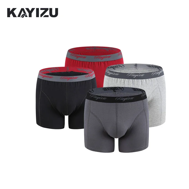KAYIZU Brand 4pcs/lot Men's Boxers Panties High Elastic Male Underwear Sexy Cotton Shorts Men