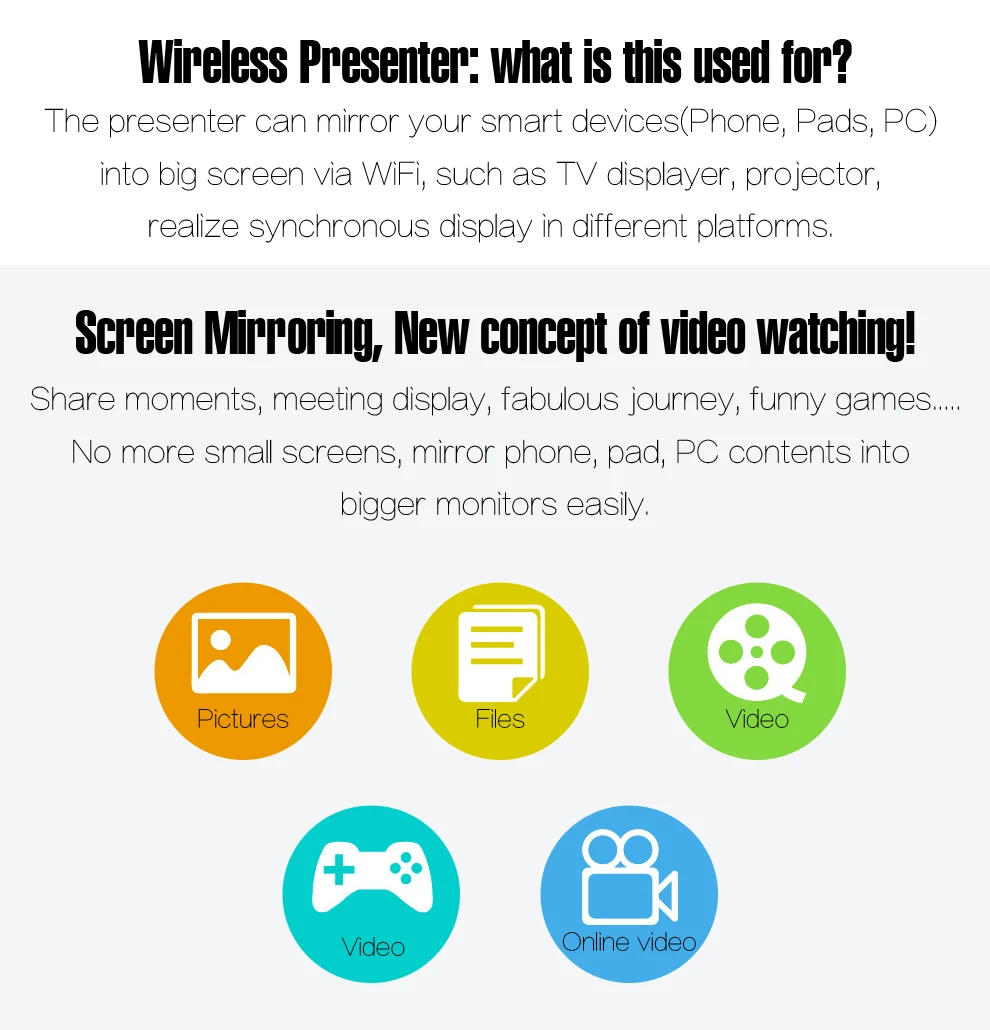 MiraBox HDMI WiFi Display For iOS Android Windows 10 Mac OS Airplay Miracast DLNA HDMI WiFi Display With IR Controller (3)