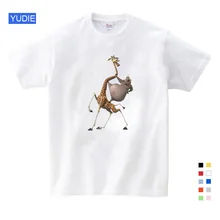 Mais vendidos impressão dos desenhos animados madagascar verão nova camisa t gloria melman bonito engraçado t camisa verão enviar crianças presente de aniversário