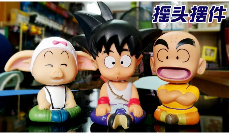 3 шт. Dragon Ball SON GOKU Oolong Kuririn автомобильный орнамент встряхивание кивающая кукла милая игрушка с помпоном японское мультяшное украшение интерьера