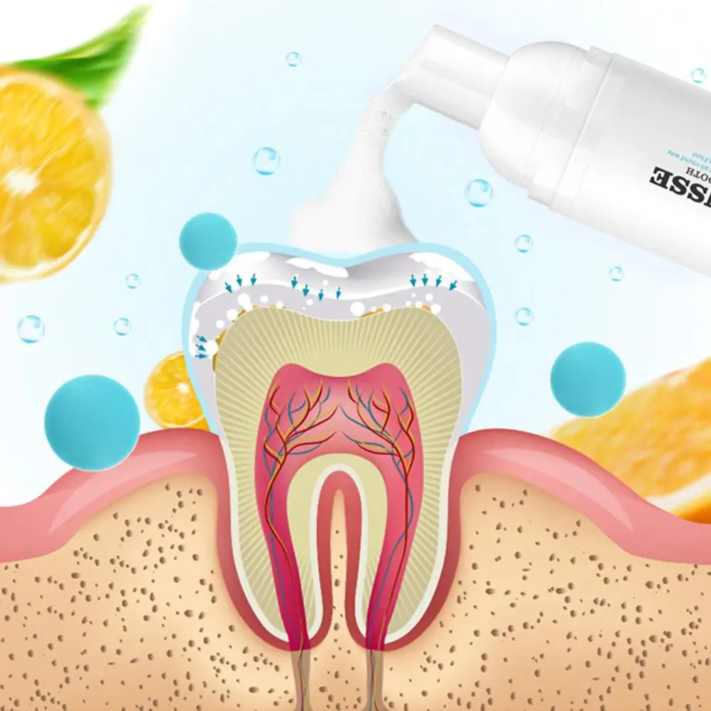 60 мл зубная паста, отбеливающая пена для зубов, Глубокая чистка зубов, свежее дыхание, гигиена полости рта, очиститель зубов, уход за зубами, апельсиновый аромат