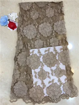 

New French Nigerian sequins net 3d lace,African tulle mesh Sequence lace fabric high quality for wedding dress 5yards/lot x4