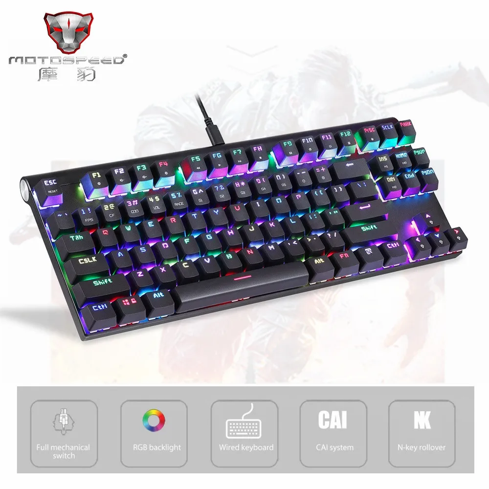 

Original Motospeed CK101 NKRO Wired Mechanical Gaming Keyboard RGB Backlight LED Flashing Light Backlit Ergonomic Anti-Ghosting