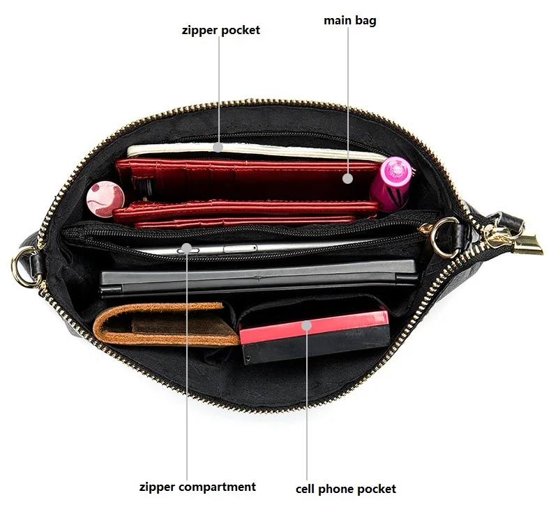 MJ Women Genuine Leather Shoulder Bag Female Real Leather Messenger Bag Crossbody Handbag Clutch Purse Ladies Casual Bags (4)