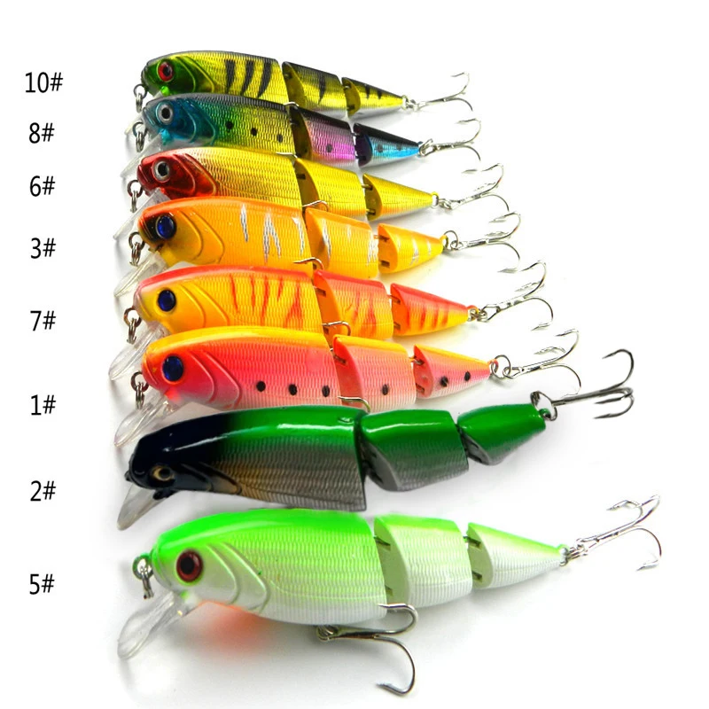  High Fishing Lures 14g Pesca 10.5cm Isca Jointed Hard Bait Swimming Depth Plastic Hooks 3D Eyes DOG