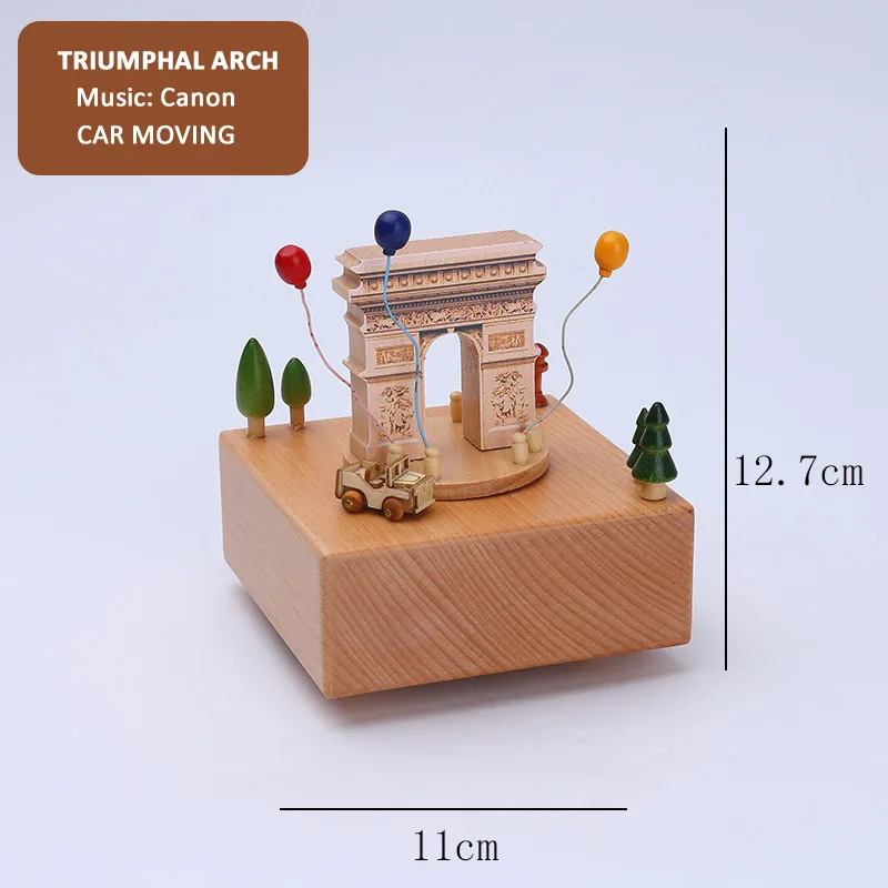 Новая деревянная музыкальная шкатулка поворотный колесо обозрения движущаяся поезд музыкальная шкатулка игрушка для детей друзей День рождения Рождественский подарок украшение дома - Цвет: TRIUMPHAL ARCH