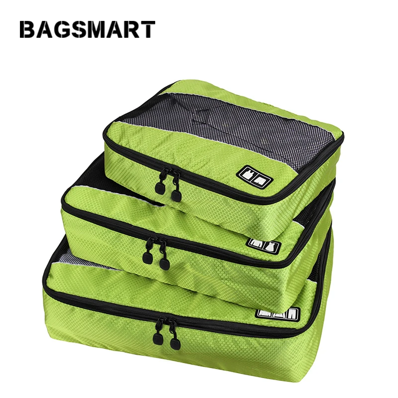 BAGSMART 3 قطعة/المجموعة السفر أكياس للقمصان للجنسين النايلون مكعبات تعبئة للملابس أمتعة خفيفة الوزن التعبئة المنظمون