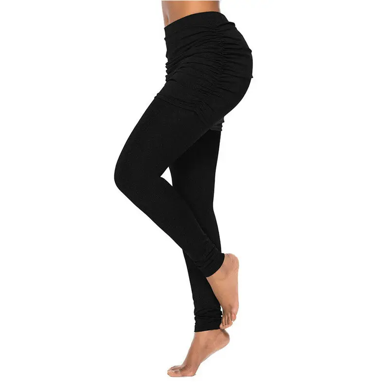 Сексуальные женские брюки для занятий йогой и спортом Леггинсы пуш-ап плиссированные длинные штаны Фитнес-Тренажерный зал эластичные леггинсы Беговые брюки с высокой талией - Цвет: Черный