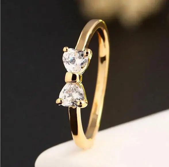 Модные австрийские кристаллы Кольца золотистого цвета бант свадебное обручальное кольцо кубические циркониевые кольца для женщин Новинка