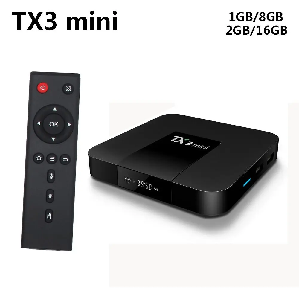 

Tanix TX3 Mini Smart Android 7.1 TV Box S905W 2GB RAM DDR3+16GB ROM eMMC 4K Support WiFi 2.4GHz Miracast Airplay DLNA iptv m3u
