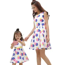 2018 Summer Family Look Mother Daughter Dresses Mom And Daughter Dress Dot Sleeveless Girls Women Cotton Dresses Family Clothing family look clothes brand european black rose pleated a shape sleeveless skirts women midi sundress mother and daughter dresses