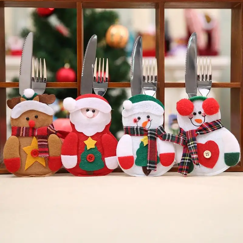 6 шт./компл. Ножи вилка сумка-чехол посуда держатель Рождественский Декор Санта Клаус Снеговик разлили вечерние Рождество поставки E5M1
