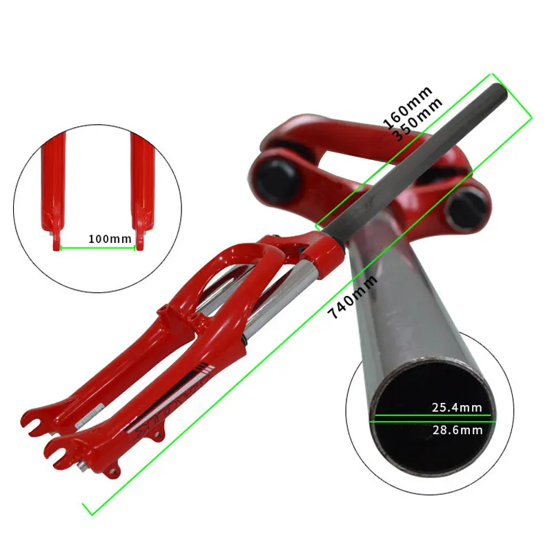 160 мм/350 мм велосипедный вынос руля Вилка передней оси горного складных велосипедов 20 дюймов пружинный амортизатор Алюминий сплава передняя фара для велосипеда вилка BZF002